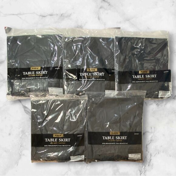 Black TABLE SKIRT 14’ X 29” RectanglePleated Plastic Disposable Waterproof Qty/5 - Picture 1 of 5